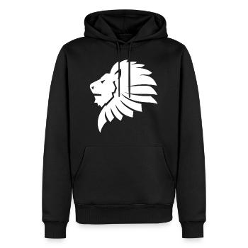 Lion - Sweat à capuche Premium bio Homme - noir - Devant - Nico (187cm)