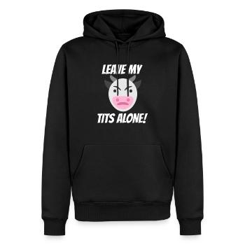 Leave My Tits Alone! Vegan Power Milk is poison - Men’s Premium Organic Hoodie - black - Front - Nico (187cm)