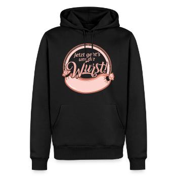 Jetzt geht´s um die Wurst Sprüche Witz Spruch - Männer Premium Bio Hoodie - Schwarz - Vorne - Nico (187cm)