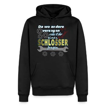 SCHLOSSER T-SHIRT GESCHENK-IDEE - Männer Premium Bio Hoodie - Schwarz - Vorne - Nico (187cm)