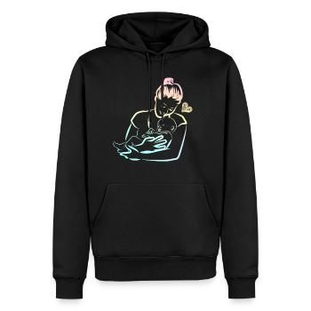 Bébé Grossesse Maman enfant mère idée cadeau - Sweat à capuche Premium bio Homme - noir - Devant - Nico (187cm)