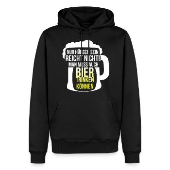 Bier Trinken Können ! Spruch Sprüche Humor - Männer Premium Bio Hoodie - Schwarz - Vorne - Nico (187cm)