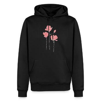 Rosa Blumen - Männer Premium Bio Hoodie - Schwarz - Vorne - Nico (187cm)