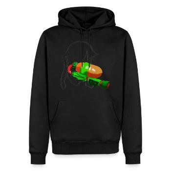Inklink mit Waffe, Splatoon, Gamer, Zocken - Männer Premium Bio Hoodie - Schwarz - Vorne - Nico (187cm)