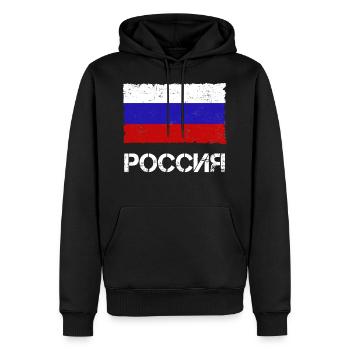 Russie - Sweat à capuche Premium bio Homme - noir - Devant - Nico (187cm)