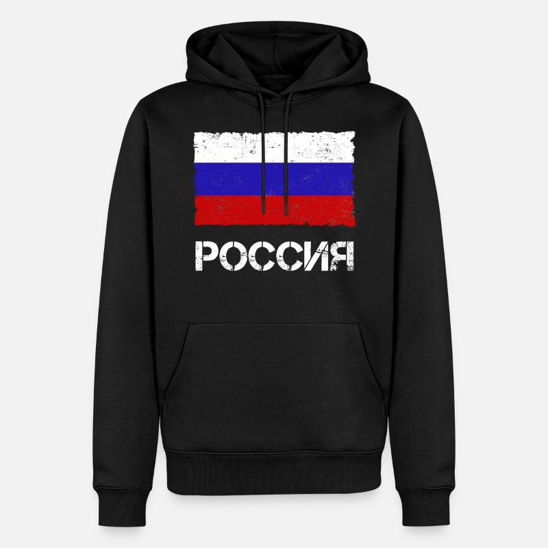 Russia - Felpa con cappuccio ecologica premium da uomo - nero