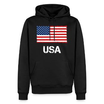 États-Unis - Sweat à capuche Premium bio Homme - noir - Devant - Nico (187cm)