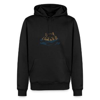 Grizzlybär Schwimmen Geschenkidee - Männer Premium Bio Hoodie - Schwarz - Vorne - Nico (187cm)