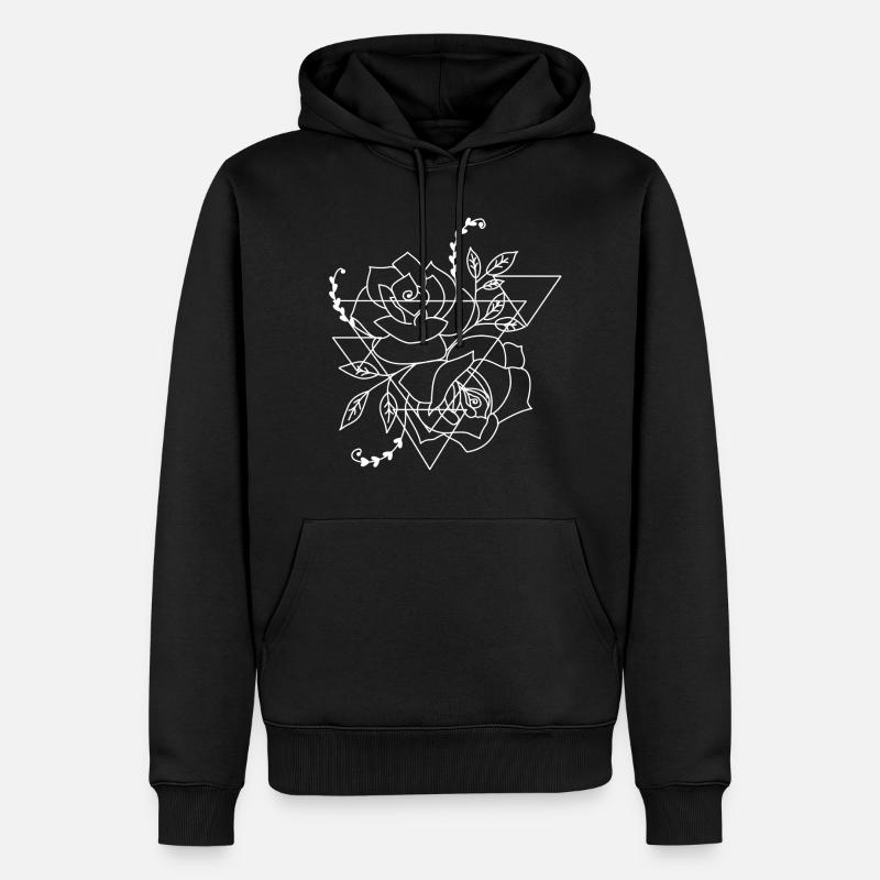 Rose tulipe fleur geometire - Sweat à capuche Premium bio Homme - noir