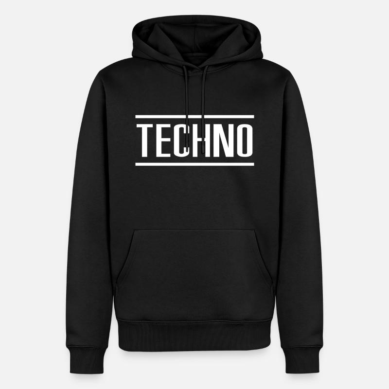 Techno - Sweat à capuche Premium bio Homme - noir