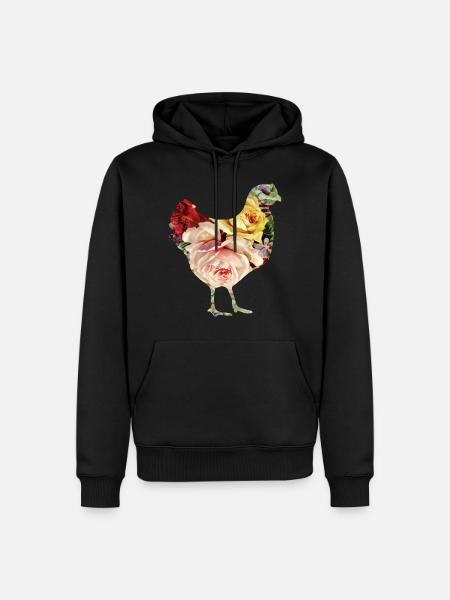 Blumen-Huhn - Männer Premium Bio Hoodie - Schwarz