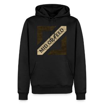 Mid ou Feed - Sweat à capuche Premium bio Homme - noir - Devant - Nico (187cm)
