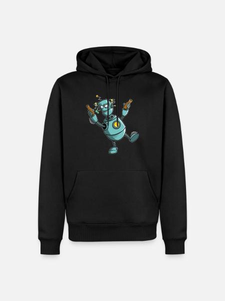 Robots with beer - everything turns - Men’s Premium Organic Hoodie - black
