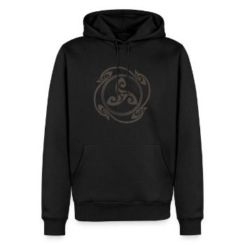 Latene keltisches Symbol grau meliert - Männer Premium Bio Hoodie - Schwarz - Vorne - Nico (187cm)