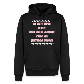 meine Meinung finde ich trotzdem besser - Männer Premium Bio Hoodie - Schwarz - Vorne - Nico (187cm)