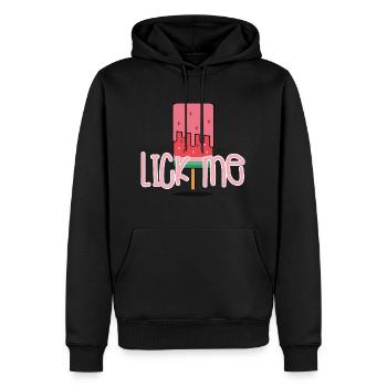 Me lécher - Sweat à capuche Premium bio Homme - noir - Devant - Nico (187cm)