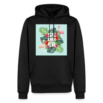 Été - paradis tropical d'été - Sweat à capuche Premium bio Homme - noir - Devant - Nico (187cm)
