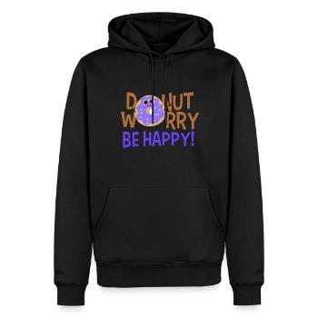 Donut worry be happy - Männer Premium Bio Hoodie - Schwarz - Vorne - Nico (187cm)