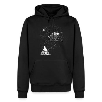 Fahrrad fahren mit einem Planeten - Männer Premium Bio Hoodie - Schwarz - Vorne - Nico (187cm)