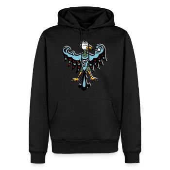 Aigle Tribal Indien Symbole Totem Tatouage Ethno - Sweat à capuche Premium bio Homme - noir - Devant - Nico (187cm)