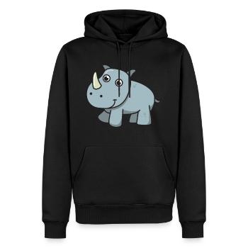 Rhino dessin animé animal cadeau Afrique rhinocéros enfant - Sweat à capuche Premium bio Homme - noir - Devant - Nico (187cm)