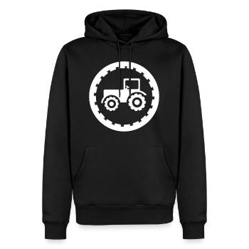 THE TRAKTOR SHIRT - Men’s Premium Organic Hoodie - black - Front - Nico (187cm)