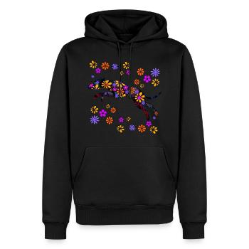 Windhund - Retro Glücklicher Hippiehund - Männer Premium Bio Hoodie - Schwarz - Vorne - Nico (187cm)