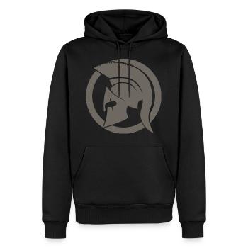 Spartan gris - Sweat à capuche Premium bio Homme - noir - Devant - Nico (187cm)