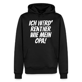Ich werd' Rentner wie mein Opa! - Männer Premium Bio Hoodie - Schwarz - Vorne - Nico (187cm)