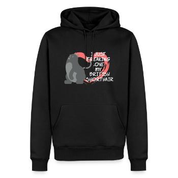 Cadeau d'amour de chat Brit Shorthair coeur - Sweat à capuche Premium bio Homme - noir - Devant - Nico (187cm)