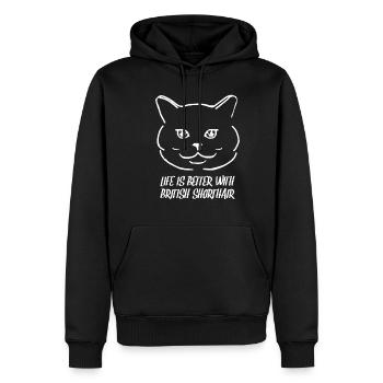 Cadeau de chat Brit Shorthair Maine Coon - Sweat à capuche Premium bio Homme - noir - Devant - Nico (187cm)