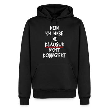 LEHRER KLAUSUR EXAM ABITUR SCHULE UNTERRICHT FUN - Männer Premium Bio Hoodie - Schwarz - Vorne - Nico (187cm)