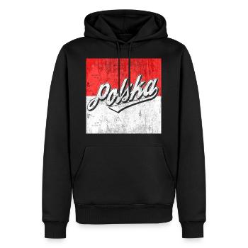 Pologne - Sweat à capuche Premium bio Homme - noir - Devant - Nico (187cm)