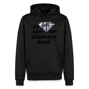 Je suis un diamant brut - Sweat à capuche Premium bio Homme - noir - Devant - Nico (187cm)