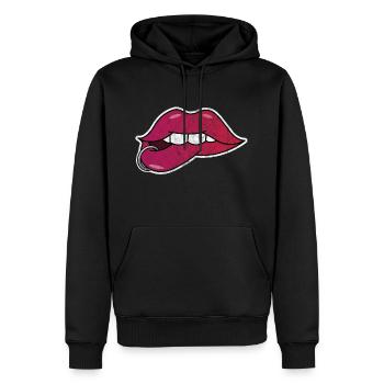 Lèvres Baiser Bouche Cadeau Piercing Amour Valentine - Sweat à capuche Premium bio Homme - noir - Devant - Nico (187cm)