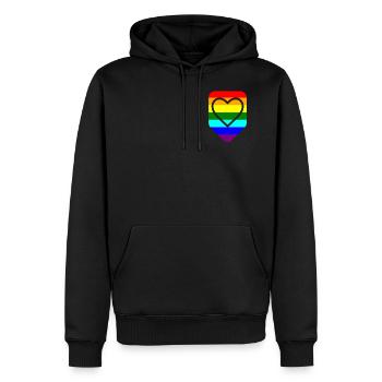 Coeur de poche poitrine LGTB Pride Gay - Sweat à capuche Premium bio Homme - noir - Devant - Nico (187cm)