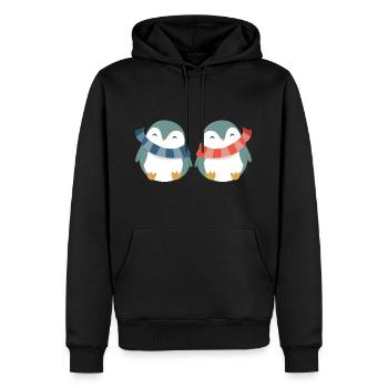 Glückliche Pinguine - Männer Premium Bio Hoodie - Schwarz - Vorne - Nico (187cm)