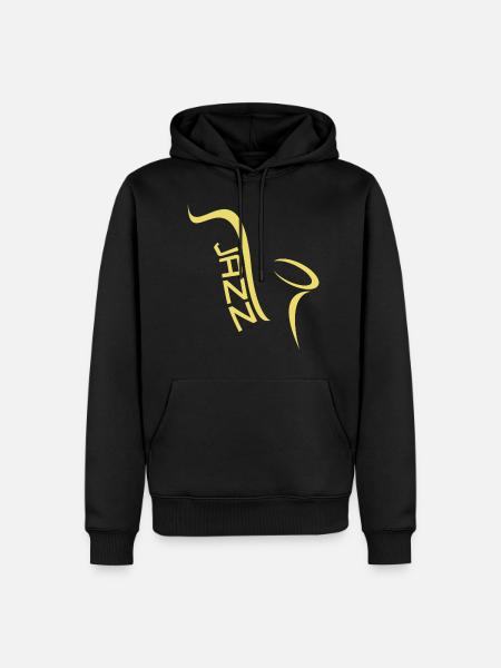 Jazz saxophone music lettering - Men’s Premium Organic Hoodie - black