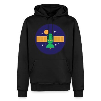 of satellite - Men’s Premium Organic Hoodie - black - Front - Nico (187cm)