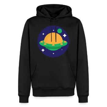 Planet - Männer Premium Bio Hoodie - Schwarz - Vorne - Nico (187cm)