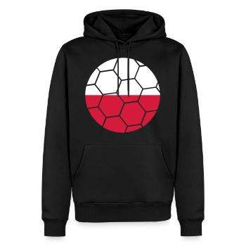 Drapeau de la Pologne Pologne Rond Football Motif - Sweat à capuche Premium bio Homme - noir - Devant - Nico (187cm)