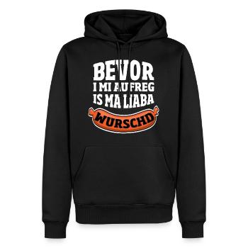 Is mir Wurscht lustiges bayerisches Geschenk - Männer Premium Bio Hoodie - Schwarz - Vorne - Nico (187cm)