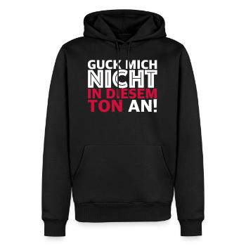 Ne me regarde pas dans ce ton! - Sweat à capuche Premium bio Homme - noir - Devant - Nico (187cm)