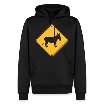 jaune note danger signe avertissement avertissement - Sweat à capuche Premium bio Homme - noir - Devant - Nico (187cm)