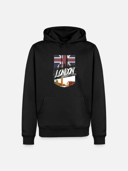 London - Männer Premium Bio Hoodie - Schwarz