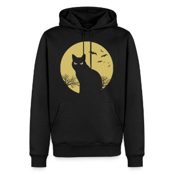halloween chat lune - Sweat à capuche Premium bio Homme - noir - Devant - Nico (187cm)