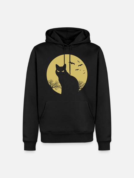 halloween cat moon - Men’s Premium Organic Hoodie - black