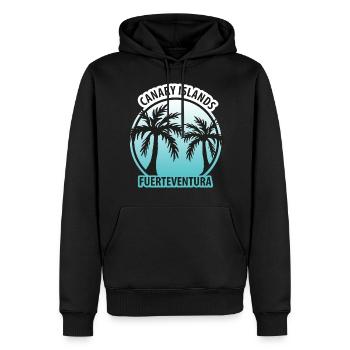 Canary Islands Fuerteventura palmiers - Sweat à capuche Premium bio Homme - noir - Devant - Nico (187cm)