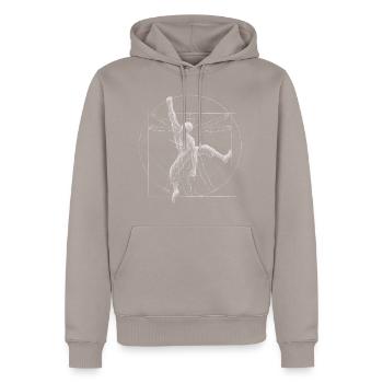 Escalade Vitruvian homme boulderer cadeau - Sweat à capuche Premium bio Homme - taupe - Devant - Nico (187cm)