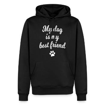 Chiens Sorts - Sweat à capuche Premium bio Homme - noir - Devant - Nico (187cm)